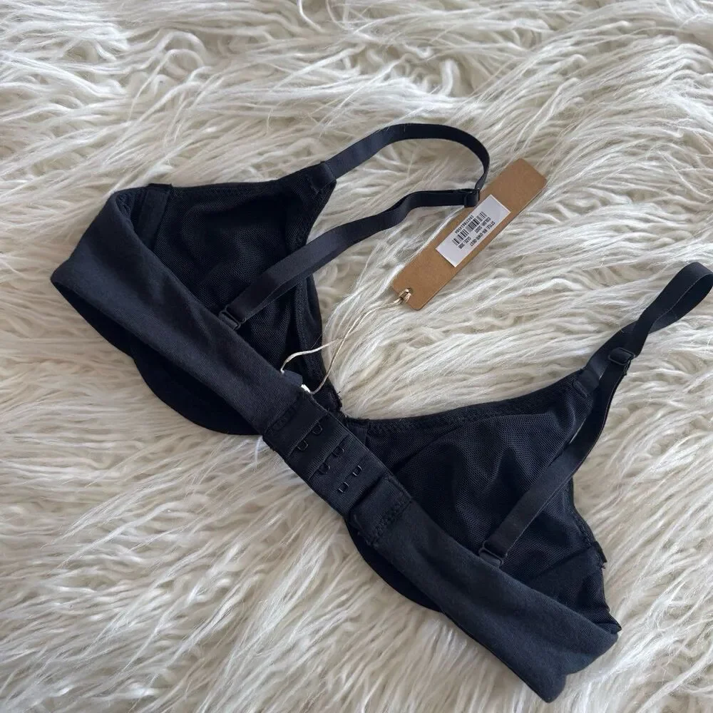 Skims Cotton Jersey T-shirt Bra Soot Size 30B - Picture 5 of 6